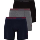 U.S. Polo Assn. Erkek Siyah - Antrasit Melanj - Lacivert 3'lü Uzun Paçalı Boxer 80454Y - Siyah - Antrasit - Lacivert