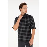 U.S. Polo Assn. Erkek Siyah Gömlek Desenli 50296615-VR046 - XL - Siyah-128