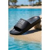 U.S. Polo Assn. Erkek Siyah Terlik - Havuz ve Plaj Terliği - Live Boldly Baskılı