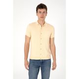 U.S. Polo Assn. Erkek Slim Fit Bej Düğmeli Triko Tişört 50299360-VR011 - XL
