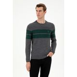 U.S. Polo Assn. Erkek Slim Fit Bisiklet Yaka Antrasit Melanj Kazak 50293041-vr081