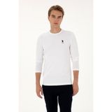 U.S. Polo Assn. Erkek Slim Fit Bisiklet Yaka Beyaz Basic Sweatshirt 50307762-VR013