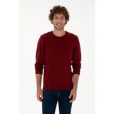 U.S. Polo Assn. Erkek Slim Fit Bisiklet Yaka Bordo Basic Kazak 50313713-VR014 - 4XL