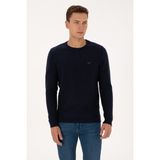 U.S. Polo Assn. Erkek Slim Fit Bisiklet Yaka Desenli Lacivert Kazak 50308251-VR033