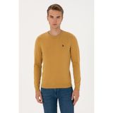 U.S. Polo Assn. Erkek Slim Fit Bisiklet Yaka Hardal Basic Kazak 50313713-VR151 - Oil - 3XL