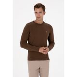 U.S. Polo Assn. Erkek Slim Fit Bisiklet Yaka Kahverengi Basic Kazak 50313713-VR029