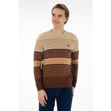U.S. Polo Assn. Erkek Slim Fit Bisiklet Yaka Kahverengi Kazak 50297071-VR029 - 2XL