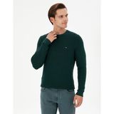 U.S. Polo Assn. Erkek Slim Fit Bisiklet Yaka Koyu Yeşil Basic Kazak 50298282-VR079