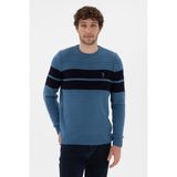 U.S. Polo Assn. Erkek Slim Fit Bisiklet Yaka Saks Kazak 50293041-VR032 - Koyu Mavi