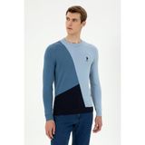 U.S. Polo Assn. Erkek Slim Fit Bisiklet Yaka Saks Kazak 50297043-VR032 - Koyu Mavi