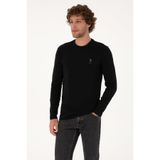 U.S. Polo Assn. Erkek Slim Fit Bisiklet Yaka Siyah Basic Sweatshirt 50307762-VR046