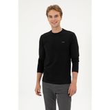U.S. Polo Assn. Erkek Slim Fit Bisiklet Yaka Siyah Süprem Basic Sweatshirt 50313744-VR046