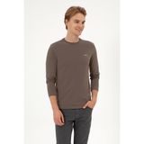 U.S. Polo Assn. Erkek Slim Fit Bisiklet Yaka Vizon Süprem Basic Sweatshirt 50313744-VR052