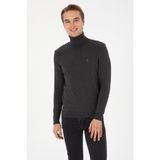 U.S. Polo Assn. Erkek Slim Fit Boğazlı Antrasit Melanj Basic Kazak 50313640-VR081