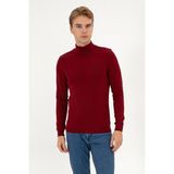 U.S. Polo Assn. Erkek Slim Fit Boğazlı Bordo Basic Kazak 50313712-VR014 - XL