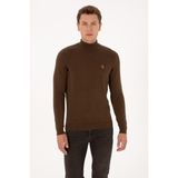 U.S. Polo Assn. Erkek Slim Fit Boğazlı Kahverengi Basic Kazak 50313712-VR029 - Kahverengi-200 - 3XL