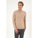 U.S. Polo Assn. Erkek Slim Fit Boğazlı Kum Melanj Basic Kazak 50313712-VR123 - 2XL