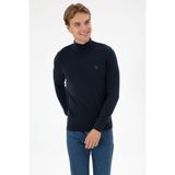 U.S. Polo Assn. Erkek Slim Fit Boğazlı Lacivert Melanj Basic Kazak 50313712-VR033 - XL