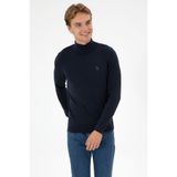 U.S. Polo Assn. Erkek Slim Fit Boğazlı Lacivert Melanj Basic Kazak 50313712-VR033