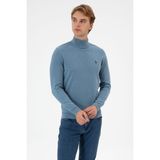 U.S. Polo Assn. Erkek Slim Fit Boğazlı Mavi Basic Kazak 50313712-VR251 - Koyu Mavi Melanj - XL