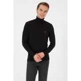 U.S. Polo Assn. Erkek Slim Fit Boğazlı Siyah Basic Kazak 50313640-VR046 - 4XL