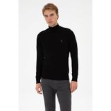 U.S. Polo Assn. Erkek Slim Fit Boğazlı Siyah Basic Kazak 50313712-VR046
