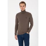 U.S. Polo Assn. Erkek Slim Fit Boğazlı Vizon Basic Kazak 50313640-VR052