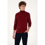 U.S. Polo Assn. Erkek Slim Fit Boğazlı Yaka Boğazlı Basic Kazak 50288884-VR014 - Bordo - 4XL