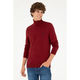 U.S. Polo Assn. Erkek Slim Fit Boğazlı Yaka Borda Basic Kazak 50293523-VR014 - Bordo