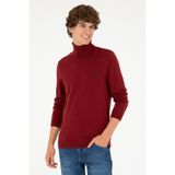 U.S. Polo Assn. Erkek Slim Fit Boğazlı Yaka Borda Basic Kazak 50293523-vr014