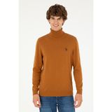 U.S. Polo Assn. Erkek Slim Fit Boğazlı Yaka Saks Basic Sweatshirt 50293523-VR153 - Coconut