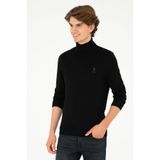 U.S. Polo Assn. Erkek Slim Fit Boğazlı Yaka Siyah Basic Kazak 50288884-VR046