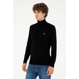 U.S. Polo Assn. Erkek Slim Fit Boğazlı Yaka Siyah Basic Kazak 50293523-VR046 - XL - Siyah-128