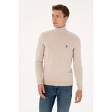 U.S. Polo Assn. Erkek Slim Fit Boğazlı Yaka Taş Melanj Kazak 50313640-VR225 - XL