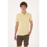 U.S. Polo Assn. Erkek Slim Fit Dökümlü Polo Yaka Açık Sarı Tişört 50299538-VR183 - Haki - 2XL