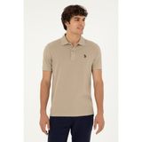 U.S. Polo Assn. Erkek Slim Fit Polo Yaka Açık Haki Basic Tişört 50279573-VR183 - Haki-1070