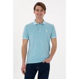U.S. Polo Assn. Erkek Slim Fit Polo Yaka Açık Mavi Yıkamalı Basic Tişört 50305995-VR007 - Aqua