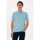 U.S. Polo Assn. Erkek Slim Fit Polo Yaka Açık Mavi Yıkamalı Basic Tişört 50305995-vr007