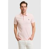 U.S. Polo Assn. Erkek Slim Fit Polo Yaka Açık Pembe Basic Tişört 50322347-VR078 - 2XL