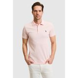 U.S. Polo Assn. Erkek Slim Fit Polo Yaka Açık Pembe Basic Tişört 50322347-VR078