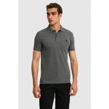 U.S. Polo Assn. Erkek Slim Fit Polo Yaka Antrasit Melanj Basic Tişört 50322347-VR081