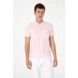 U.S. Polo Assn. Erkek Slim Fit Polo Yaka Cepli Açık Pembe Dokulu Tişört 50300036-vr078
