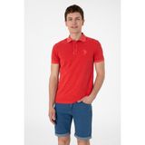 U.S. Polo Assn. Erkek Slim Fit Polo Yaka Kırmızı Yıkamalı Basic Tişört 50305995-vr030