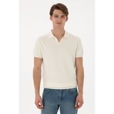 U.S. Polo Assn. Erkek Slim Fit Polo Yaka Krem Tişört 50299409-VR071 - 4XL