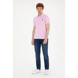 U.S. Polo Assn. Erkek Slim Fit Polo Yaka Pembe Basic Tişört 50279613-VR041 - Pembe-01