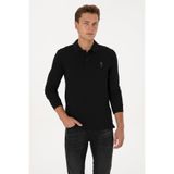 U.S. Polo Assn. Erkek Slim Fit Polo Yaka Siyah Basic Sweatshirt 50307687-VR046