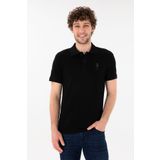 U.S. Polo Assn. Erkek Slim Fit Polo Yaka Siyah Basic Tişört 50305929-vr046