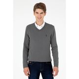 U.S. Polo Assn. Erkek Slim Fit V Yaka Antrasit Basic Kazak 50293512-vr006