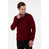 U.S. Polo Assn. Erkek Slim Fit V Yaka Bordo Basic Kazak 50298283-VR014 - XL
