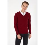 U.S. Polo Assn. Erkek Slim Fit V Yaka Bordo Basic Kazak 50313662-VR014
